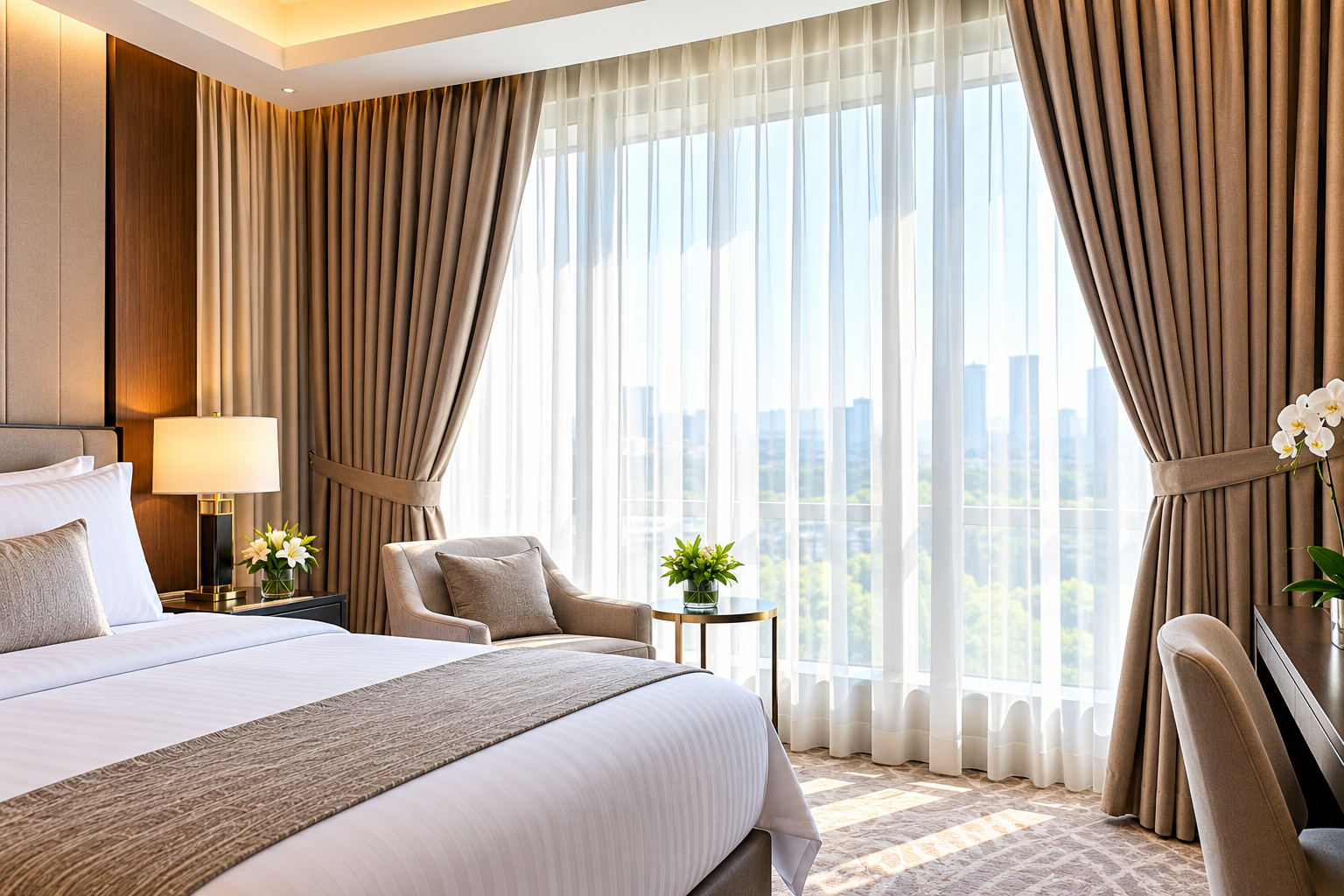 Hotel curtains and hospitality interior textiles