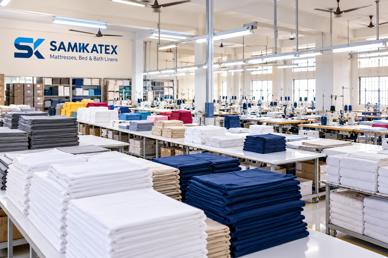 SAMIKATEX textile manufacturing facility with organized textile production and quality inspection areas